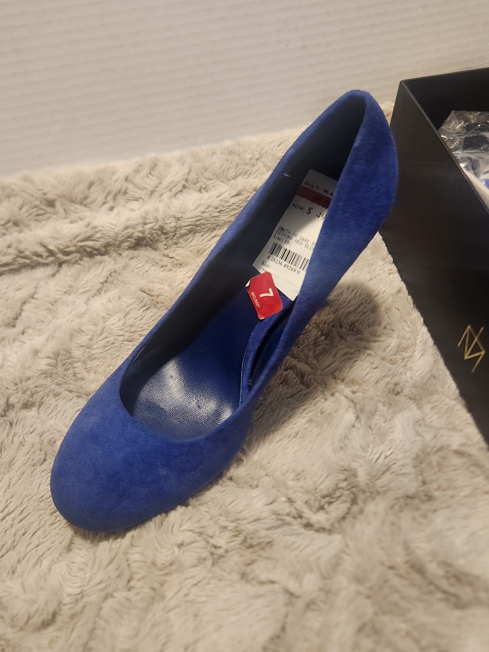 Blue Suede Round-Toe Pump - Women's Heels